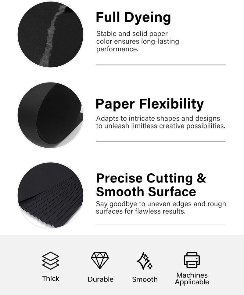ALEWAPO Black Cardstock 8.5 x 11 Thick Paper, 40 Sheets, ThickPaper 75 LB/200 GSM, Cardstock Printer Paper 8.5 x 11, Black Card Stock for Invitations, Menus, Wedding, DIY Cards - Image 3